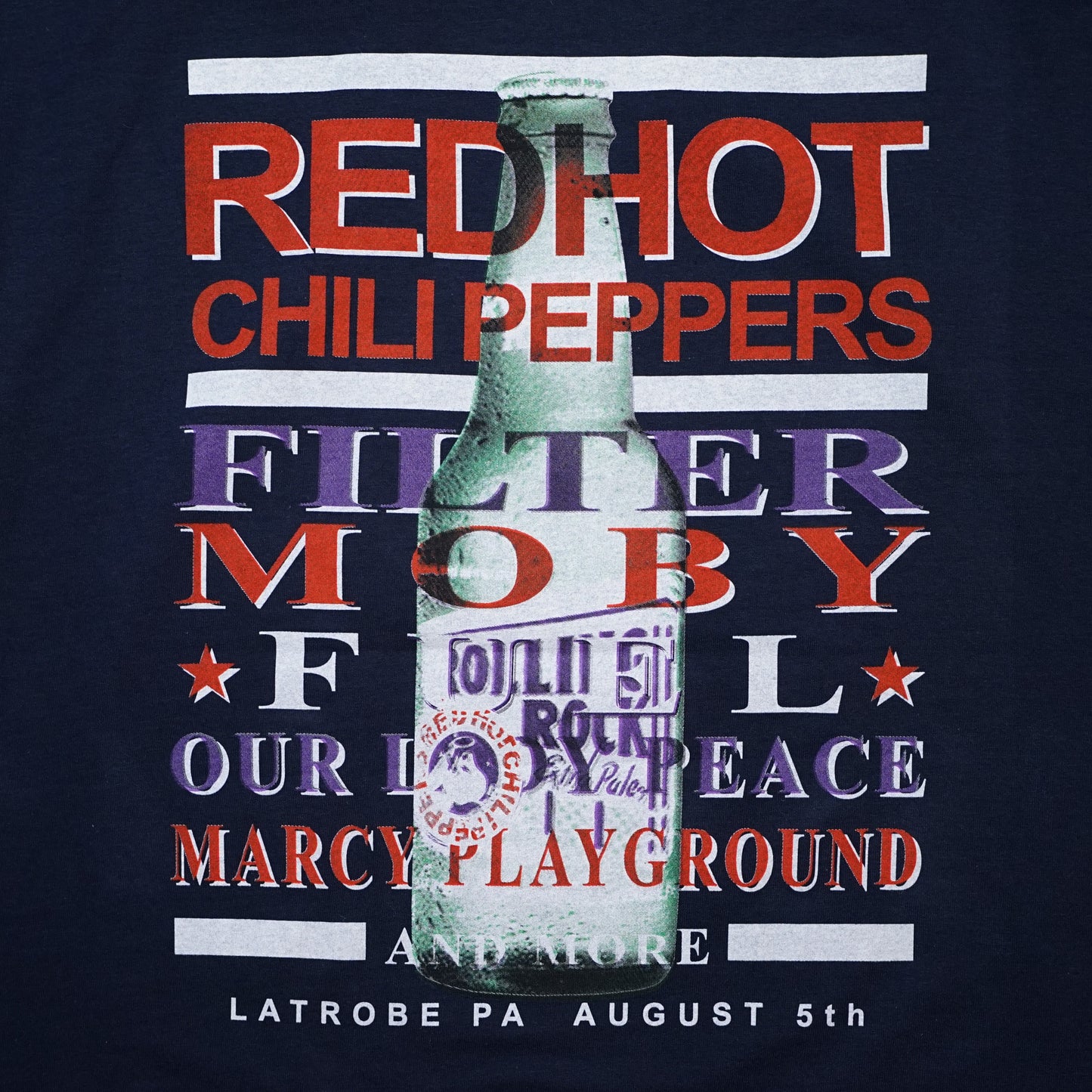 RED HOT CHILI PEPPERS ROLLING ROCK TOWN FAIR NAVY GILDAN XL (b_1046)