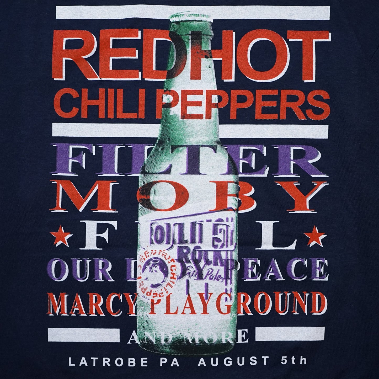 RED HOT CHILI PEPPERS ROLLING ROCK TOWN FAIR NAVY GILDAN XL (b_1052)