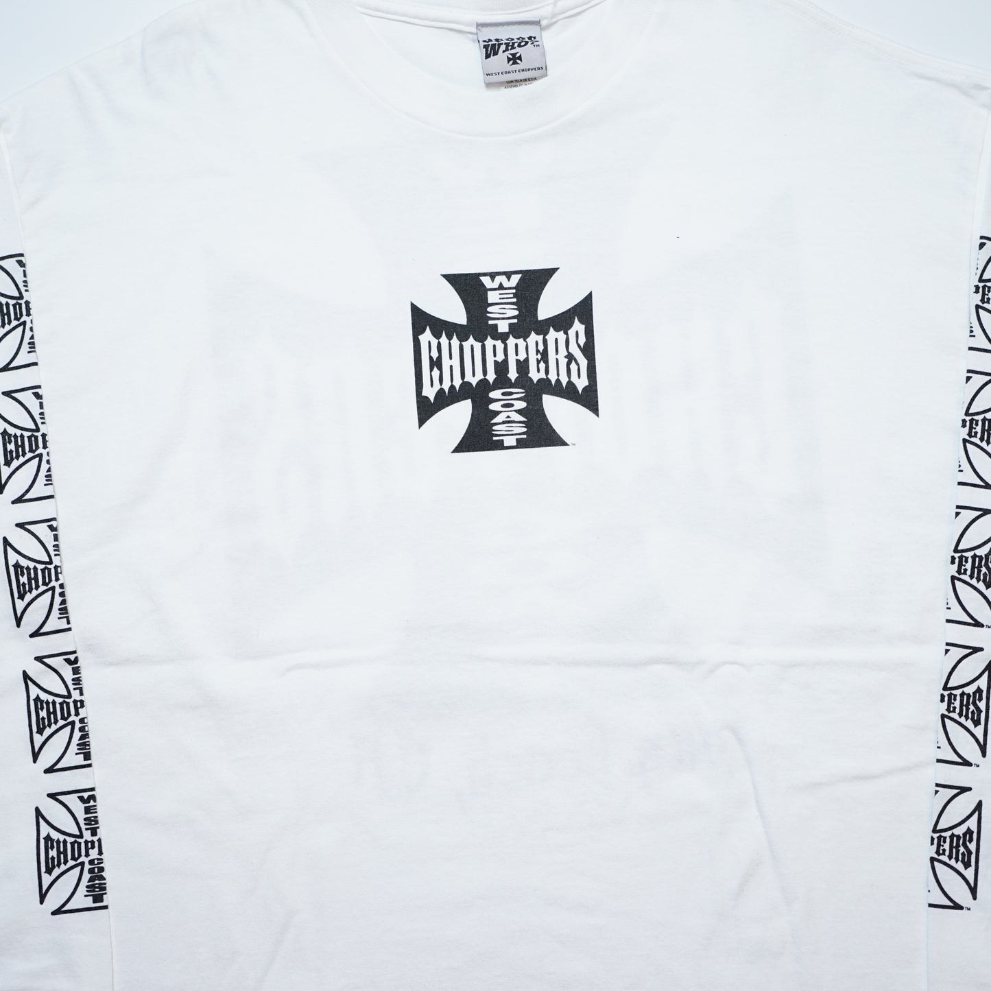 WEST COAST CHOPPERS IRON CROSS LONG BEACH, LA LS WHITE (b_1075)