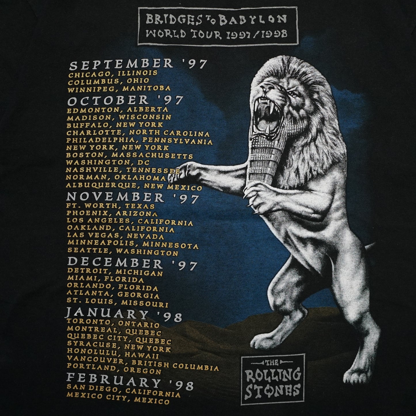 ROLLING STONES BRIDGES TO BABYLON WORLD TOUR 1997 BLACK anvil XL (g_002)