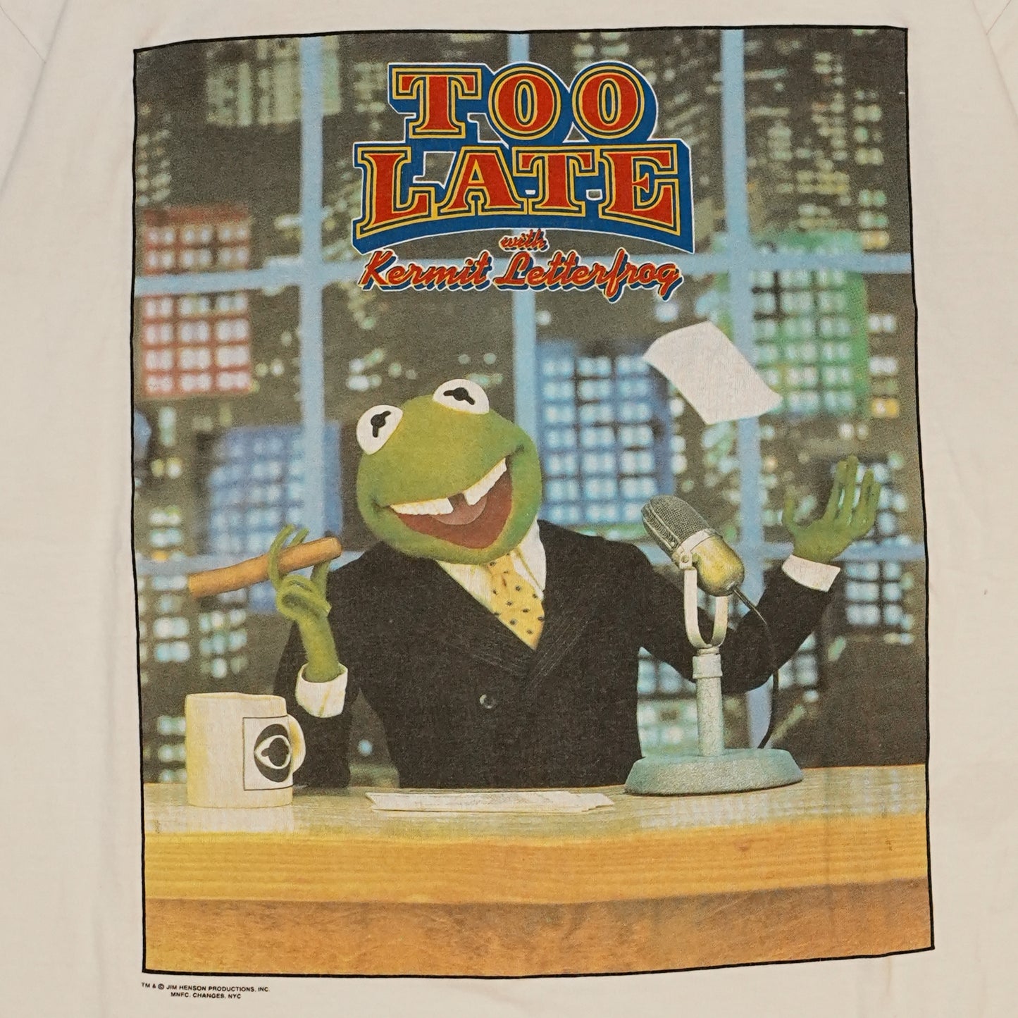 KERMIT TOO LATE PARODY TULTEX WHITE XL (k_0611)