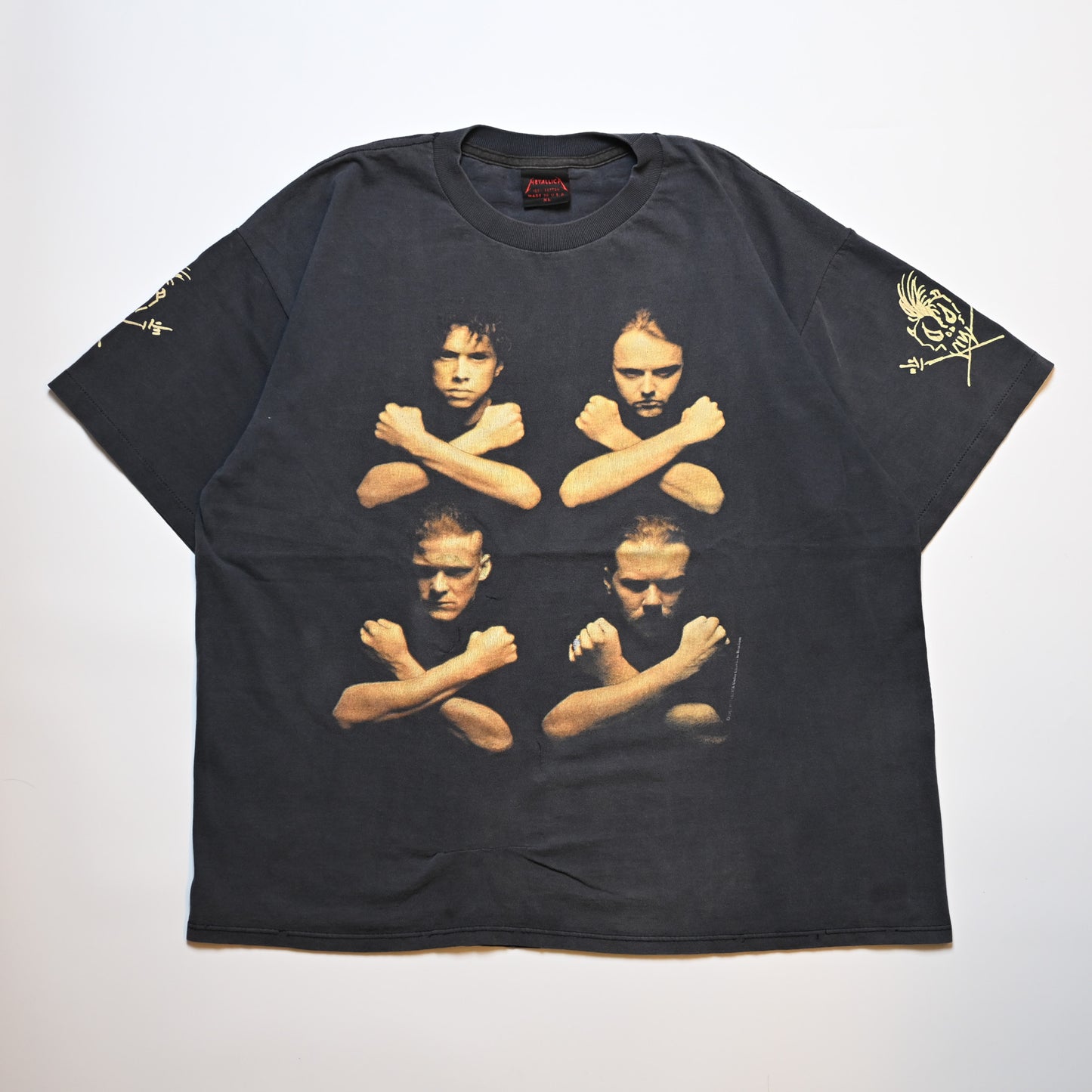 METALLICA 4 FACE MEMBER BIRTH SCHOOL METALLICA DEATH ORIGINAL XL FADE (k_1240)