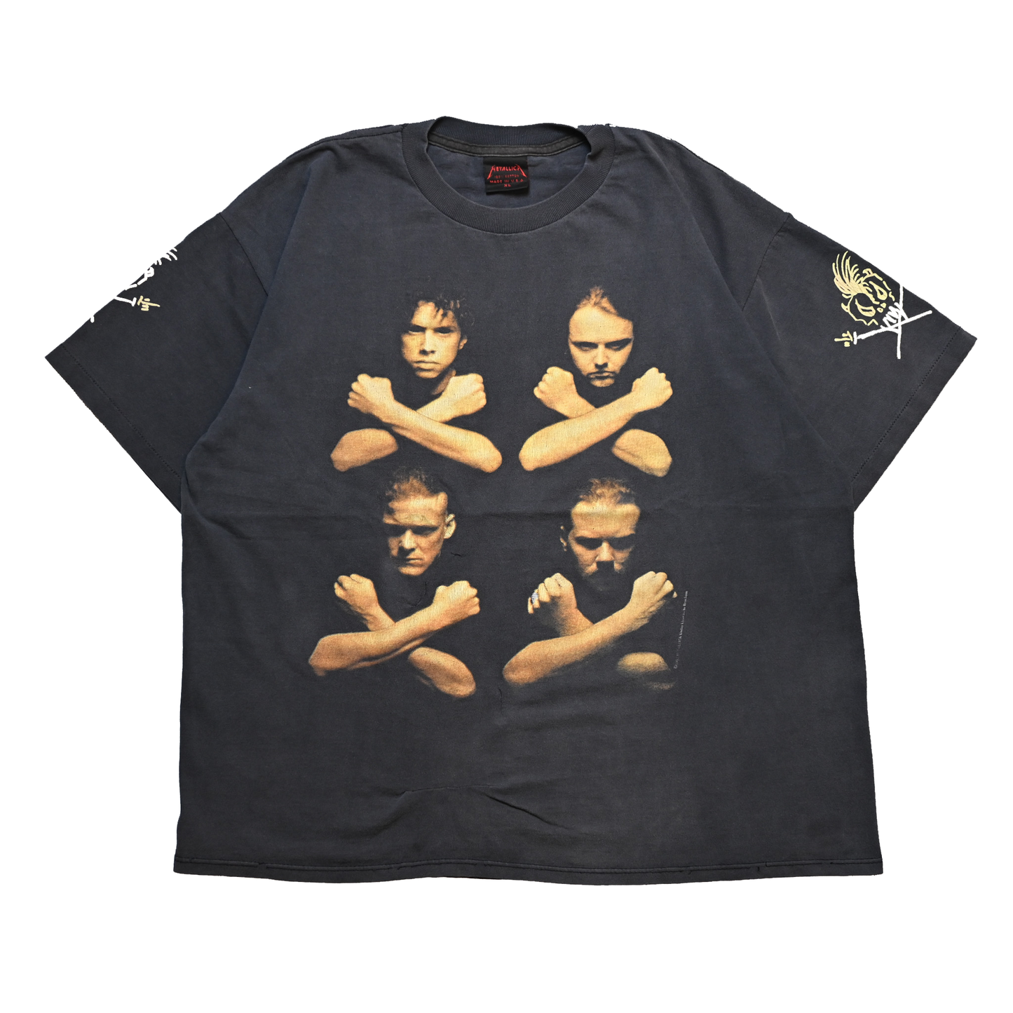 METALLICA 4 FACE MEMBER BIRTH SCHOOL METALLICA DEATH ORIGINAL XL FADE (k_1240)