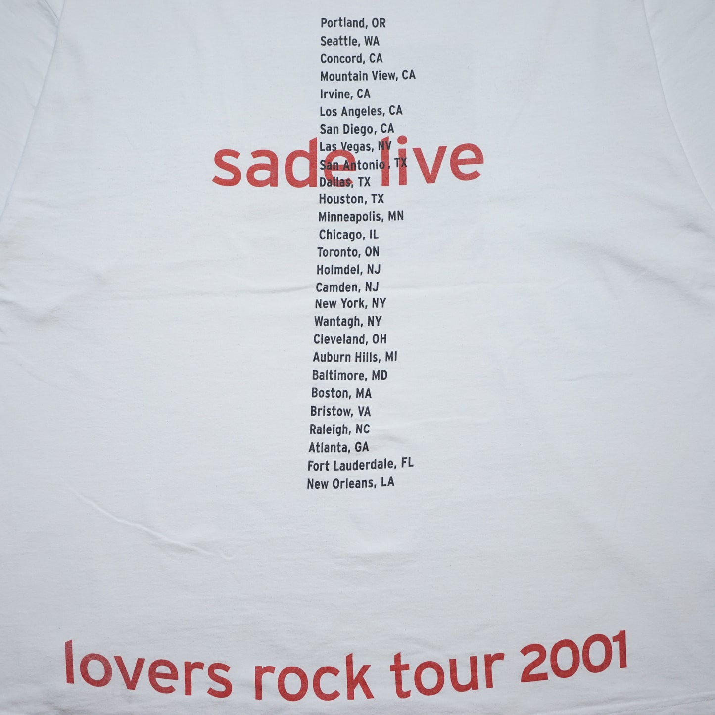 SADE LOVERS ROCK TOUR 2001 WHITE GIANT L-XL (o_1121)
