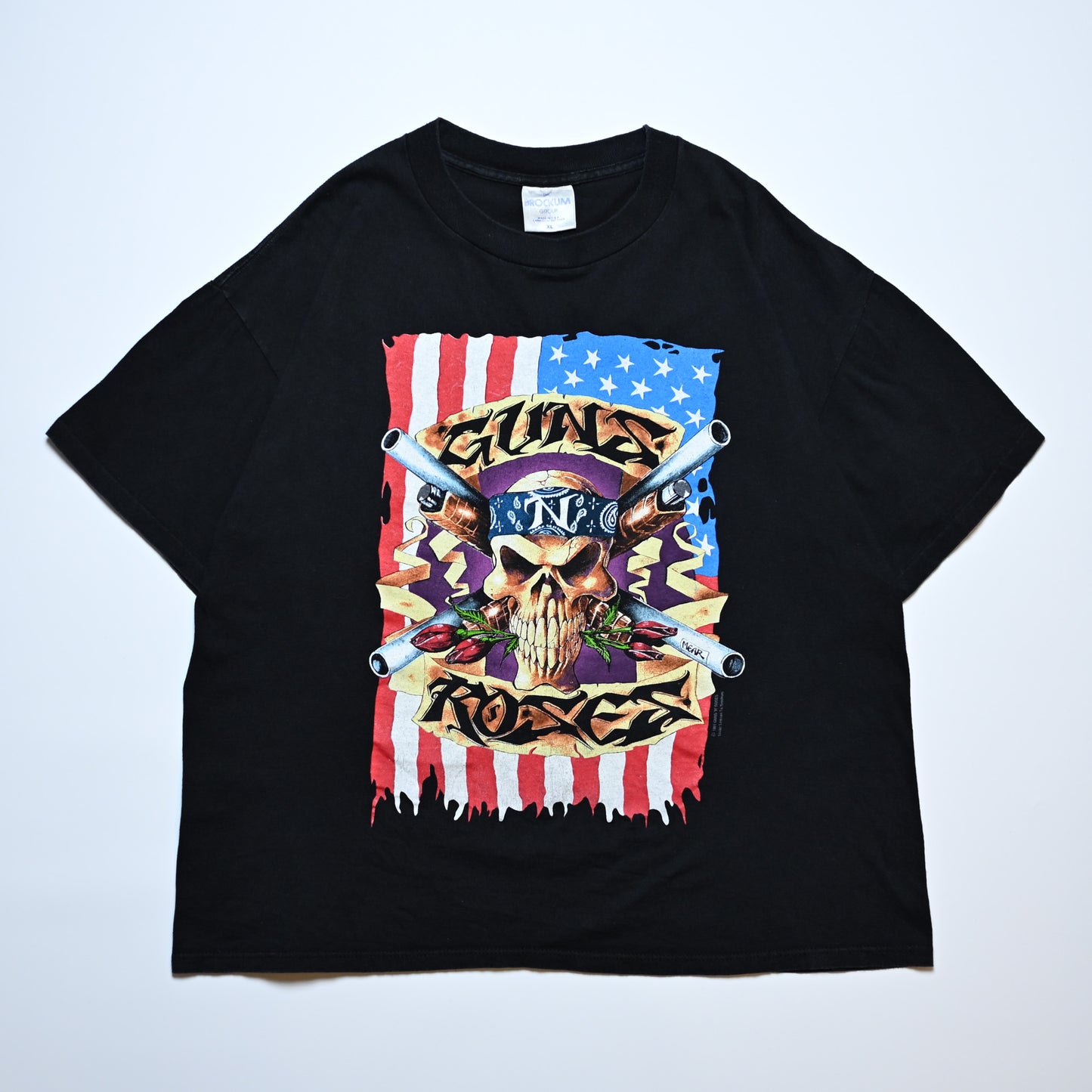 GUNS N' ROSES 1991 SKULL GUN AMERICAN FLAG  BROCKUM XL (b_010)