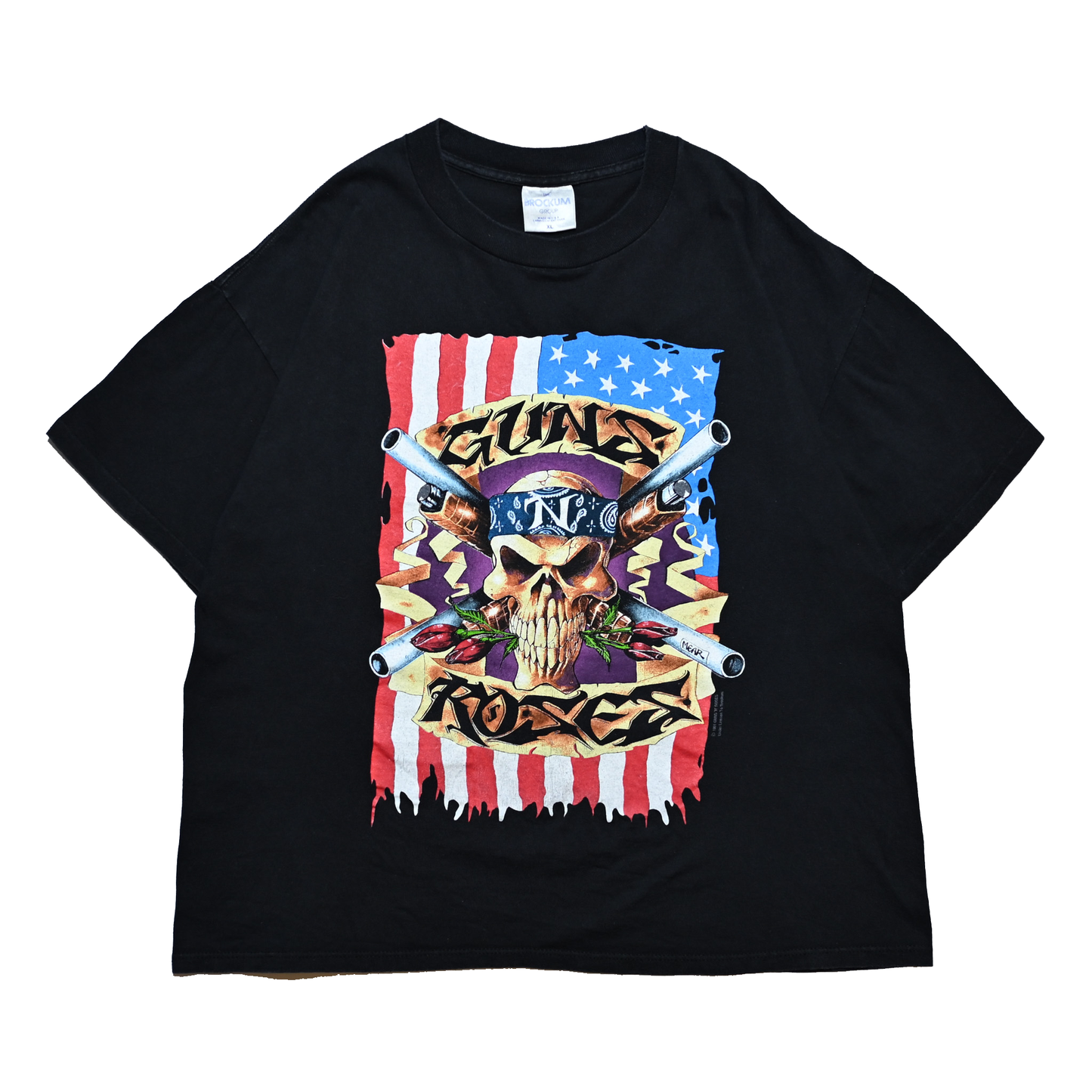 GUNS N' ROSES 1991 SKULL GUN AMERICAN FLAG  BROCKUM XL (b_010)