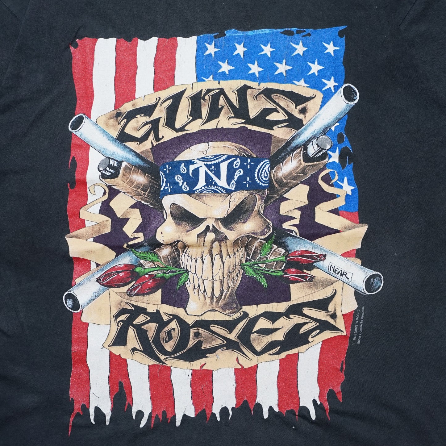 GUNS N' ROSES 91-92 SKULL GUN AMERICAN FLAG BROCKUM XL (b_1013)