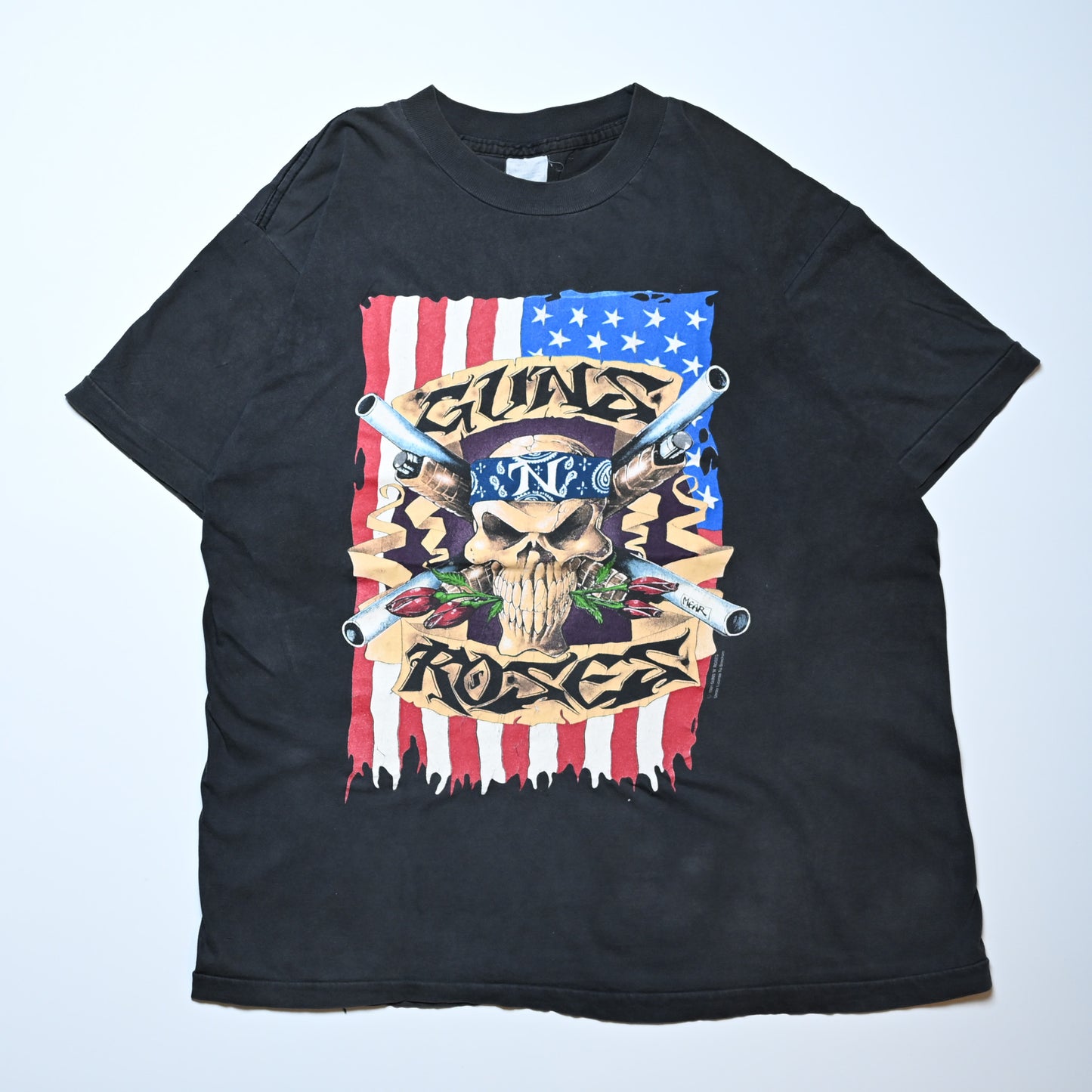 GUNS N' ROSES 91-92 SKULL GUN AMERICAN FLAG BROCKUM XL (b_1013)
