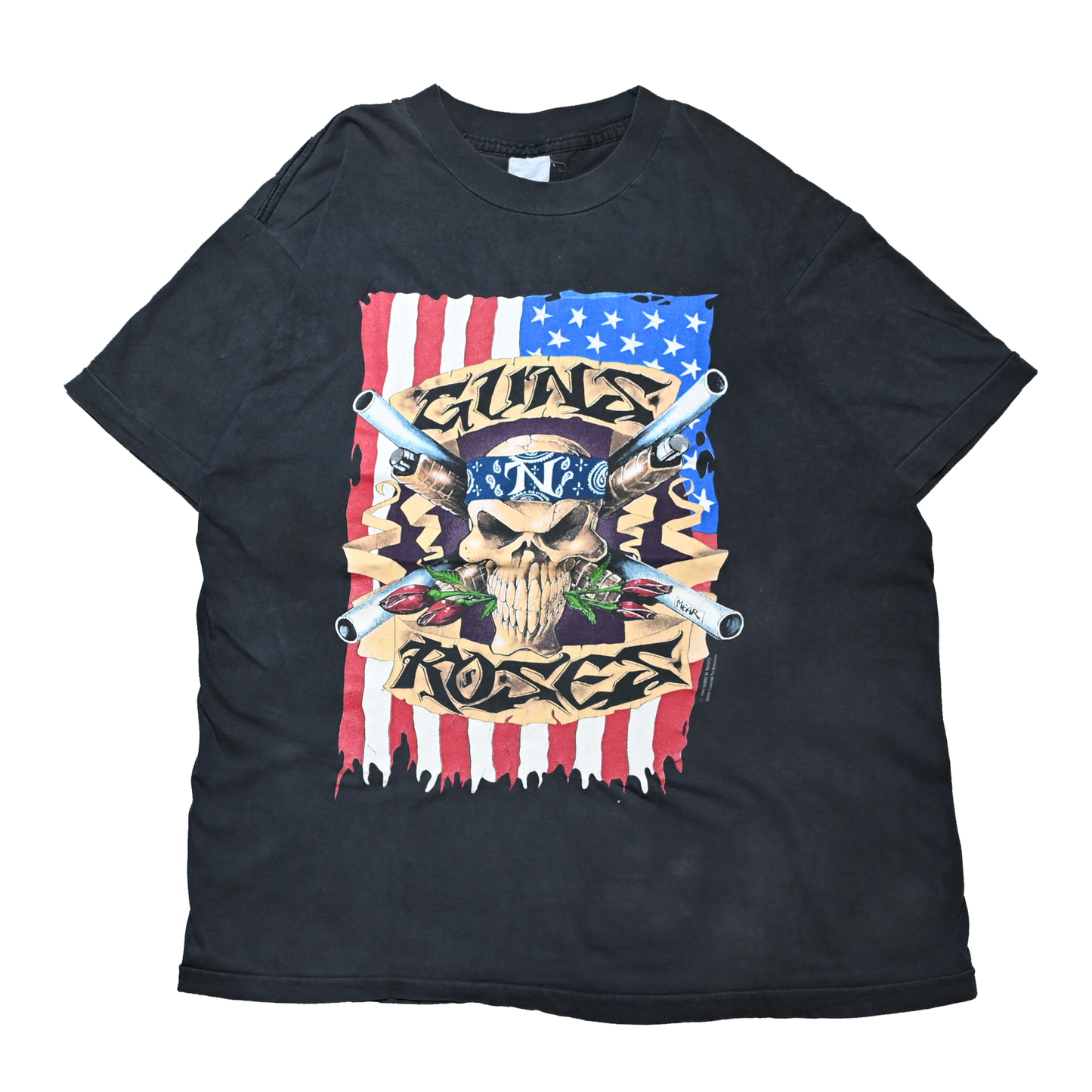 GUNS N' ROSES 91-92 SKULL GUN AMERICAN FLAG BROCKUM XL (b_1013)
