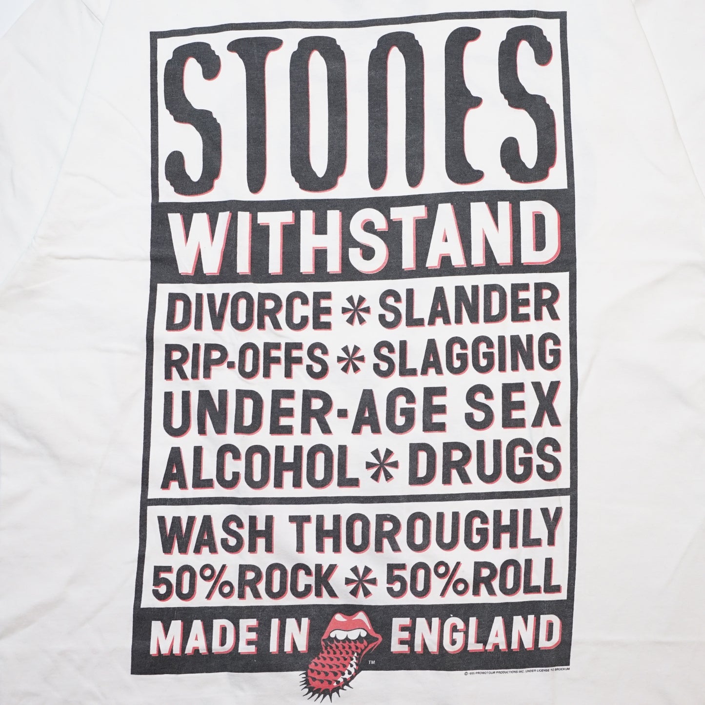 ROLLING STONES 1995 WITH STAND WHITE TAG CUT L-XL  (b_1024)