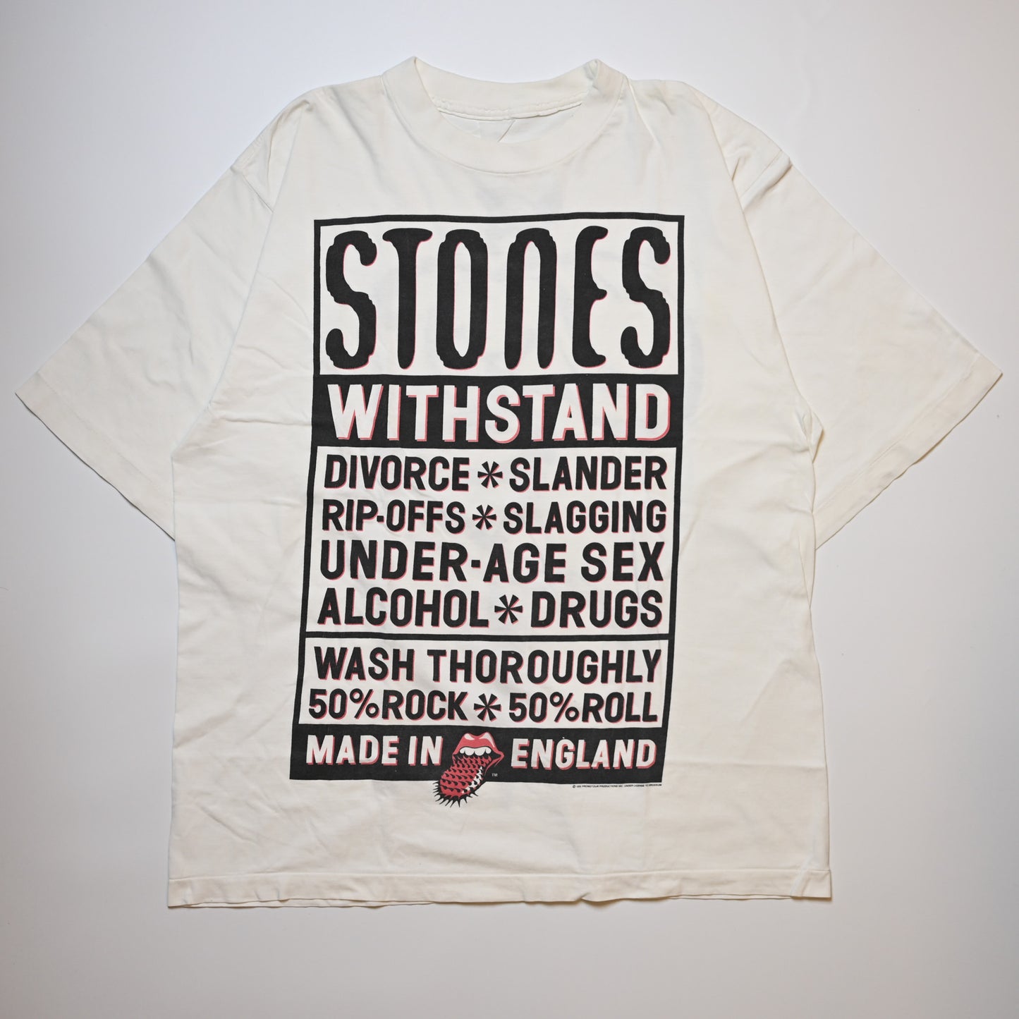 ROLLING STONES 1995 WITH STAND WHITE TAG CUT L-XL  (b_1024)