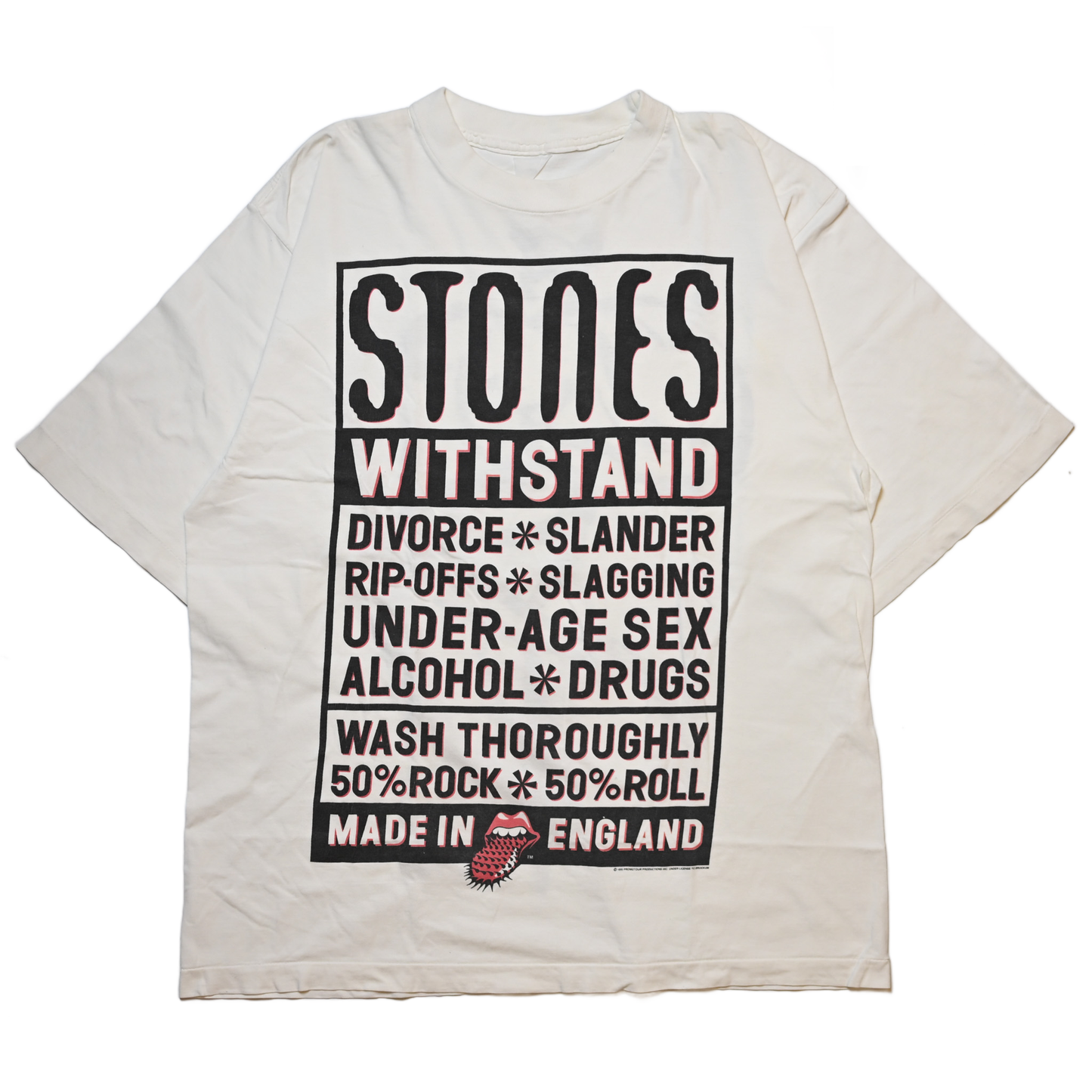 ROLLING STONES 1995 WITH STAND WHITE TAG CUT L-XL  (b_1024)