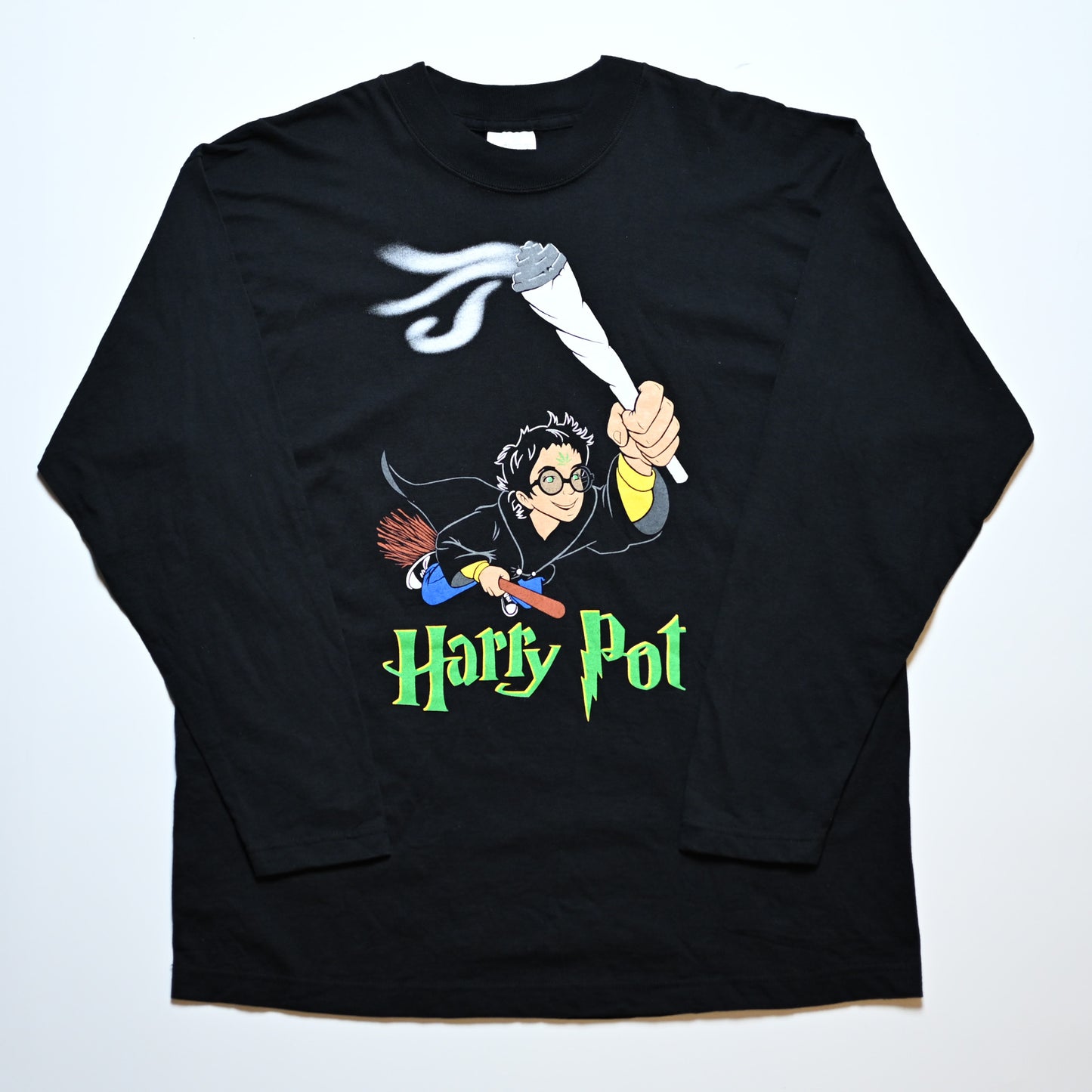 HARRY POT Weed Parody Longsleeve Shirt SCREENSTARS LARGE (b_1036)