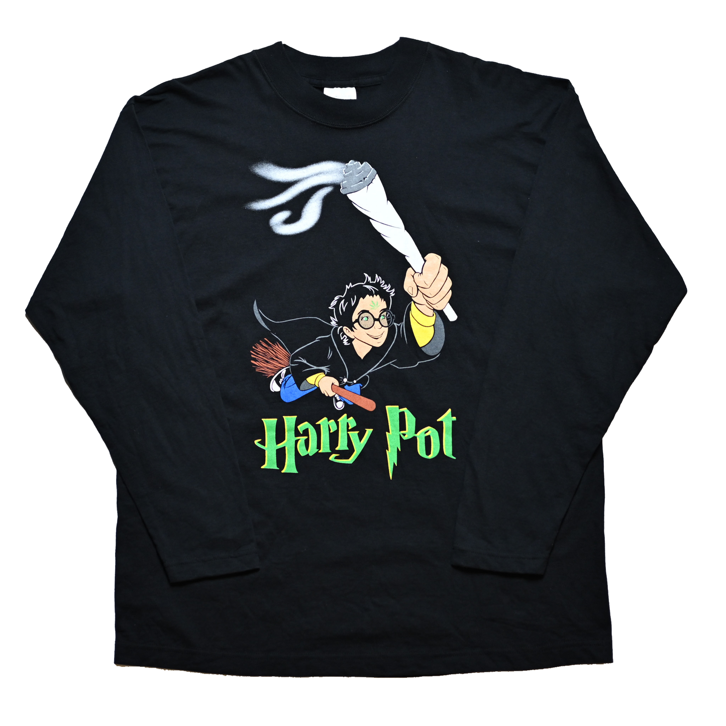 HARRY POT Weed Parody Longsleeve Shirt SCREENSTARS LARGE (b_1036)