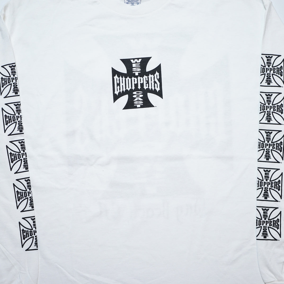 WEST COAST CHOPPERS IRON CROSS LONG BEACH, LA LS WHITE deadstock (b_1074)