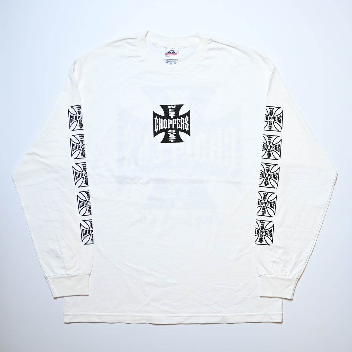 WEST COAST CHOPPERS IRON CROSS LONG BEACH, LA LS WHITE deadstock (b_1074)
