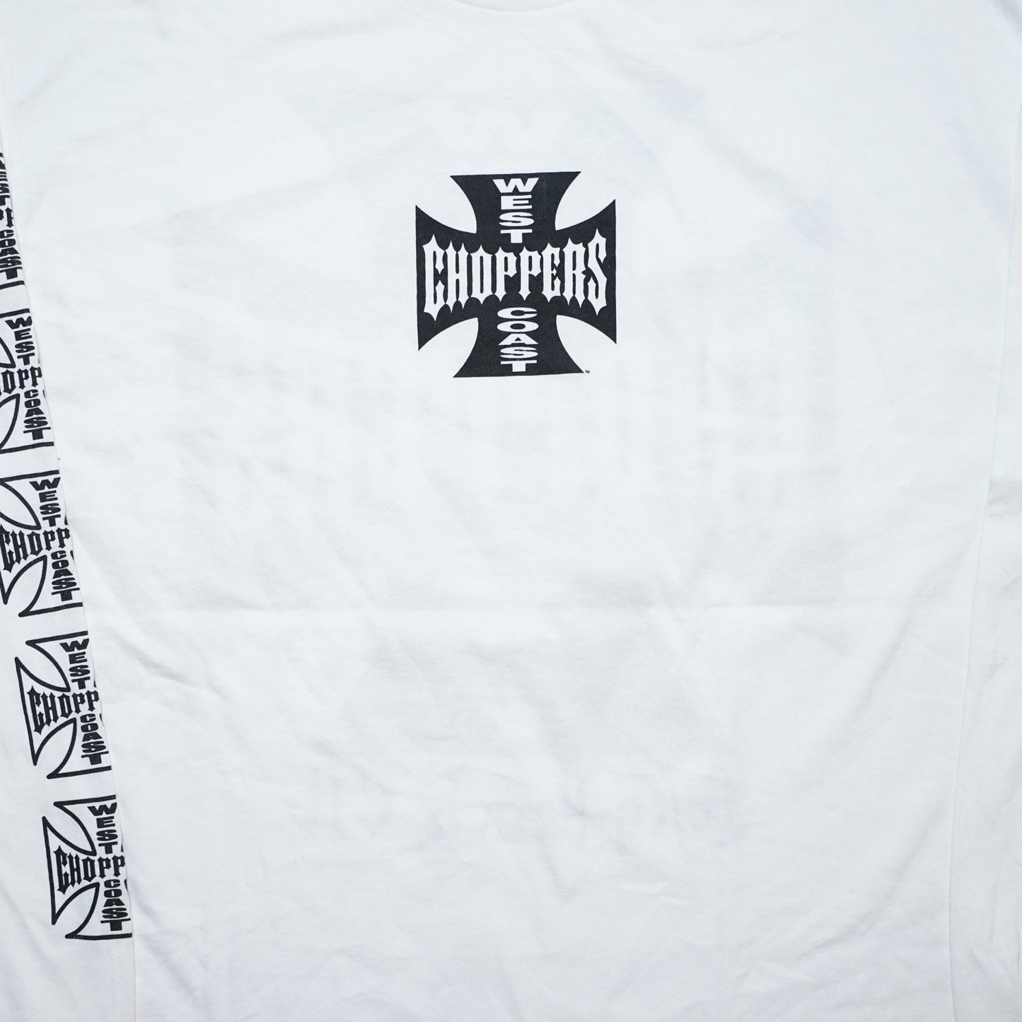 WEST COAST CHOPPERS IRON CROSS LONG BEACH, LA LS one arm print WHITE deadstock (b_1077)
