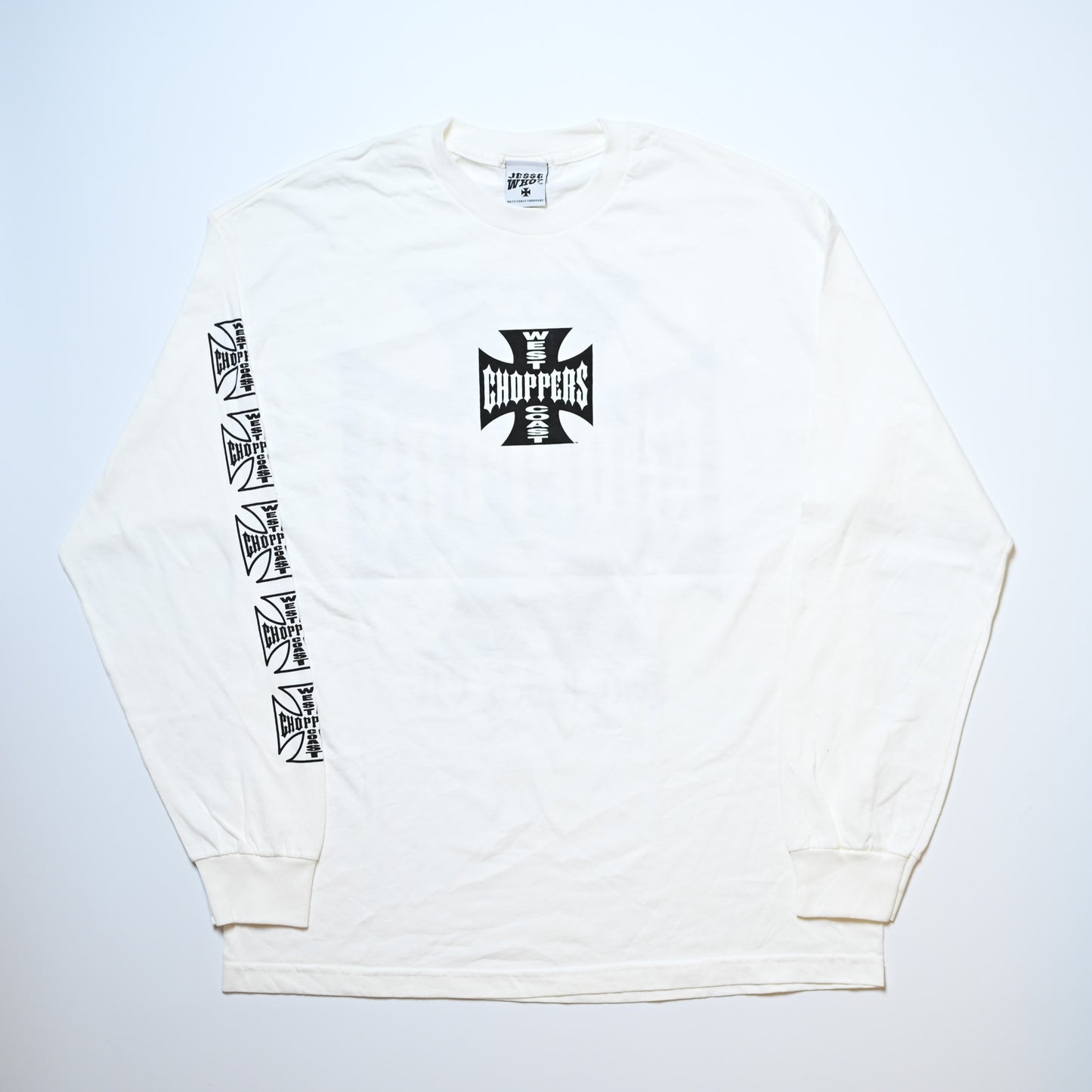 WEST COAST CHOPPERS IRON CROSS LONG BEACH, LA LS one arm print WHITE deadstock (b_1077)