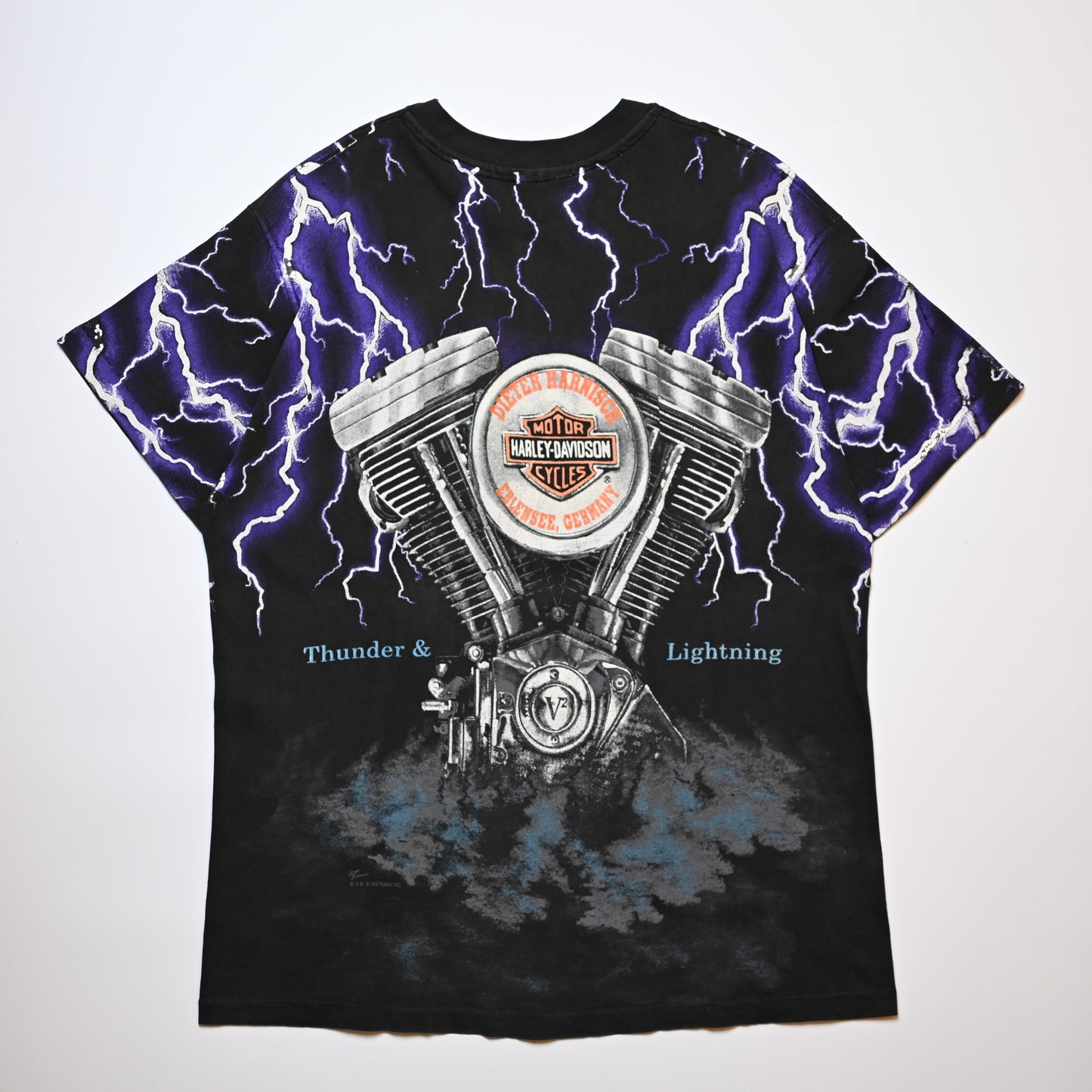 HARLEY DAVIDSON Thunder & Lightning CUT TAG L-XL (k_042)