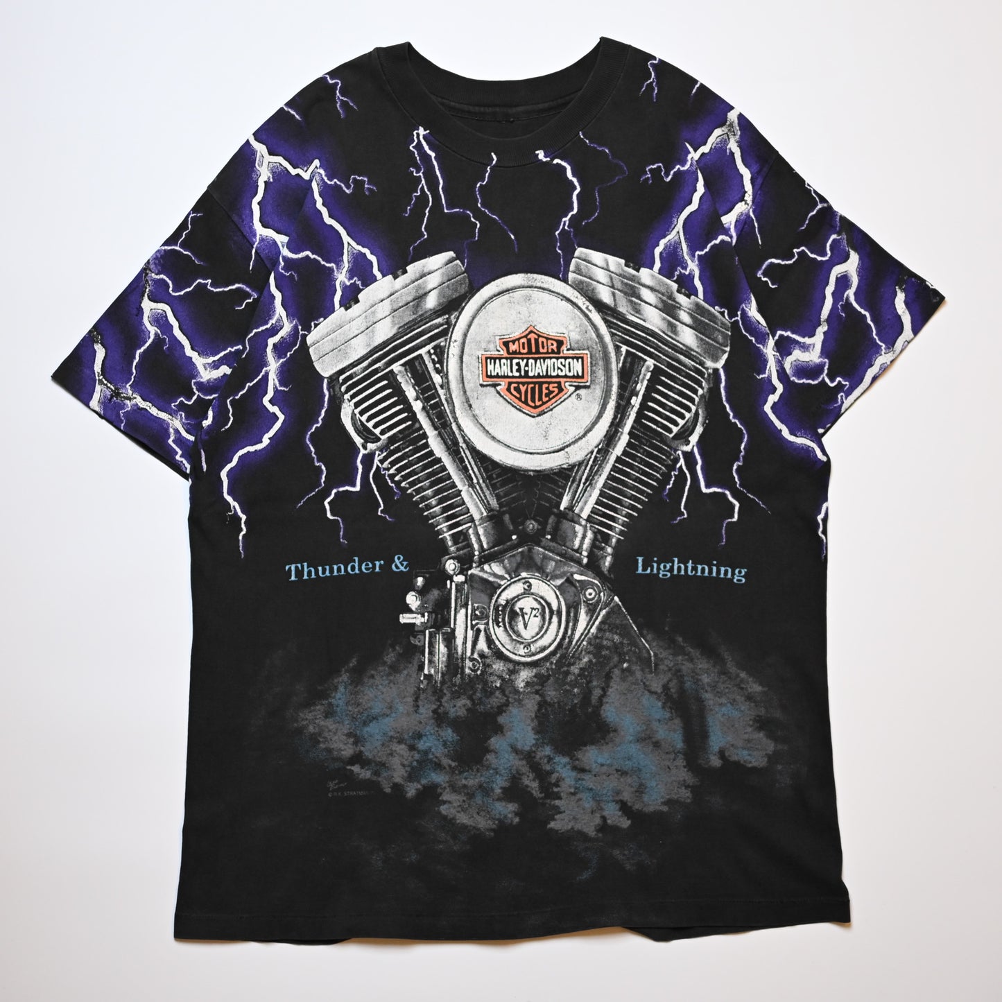 HARLEY DAVIDSON Thunder & Lightning CUT TAG L-XL (k_042)