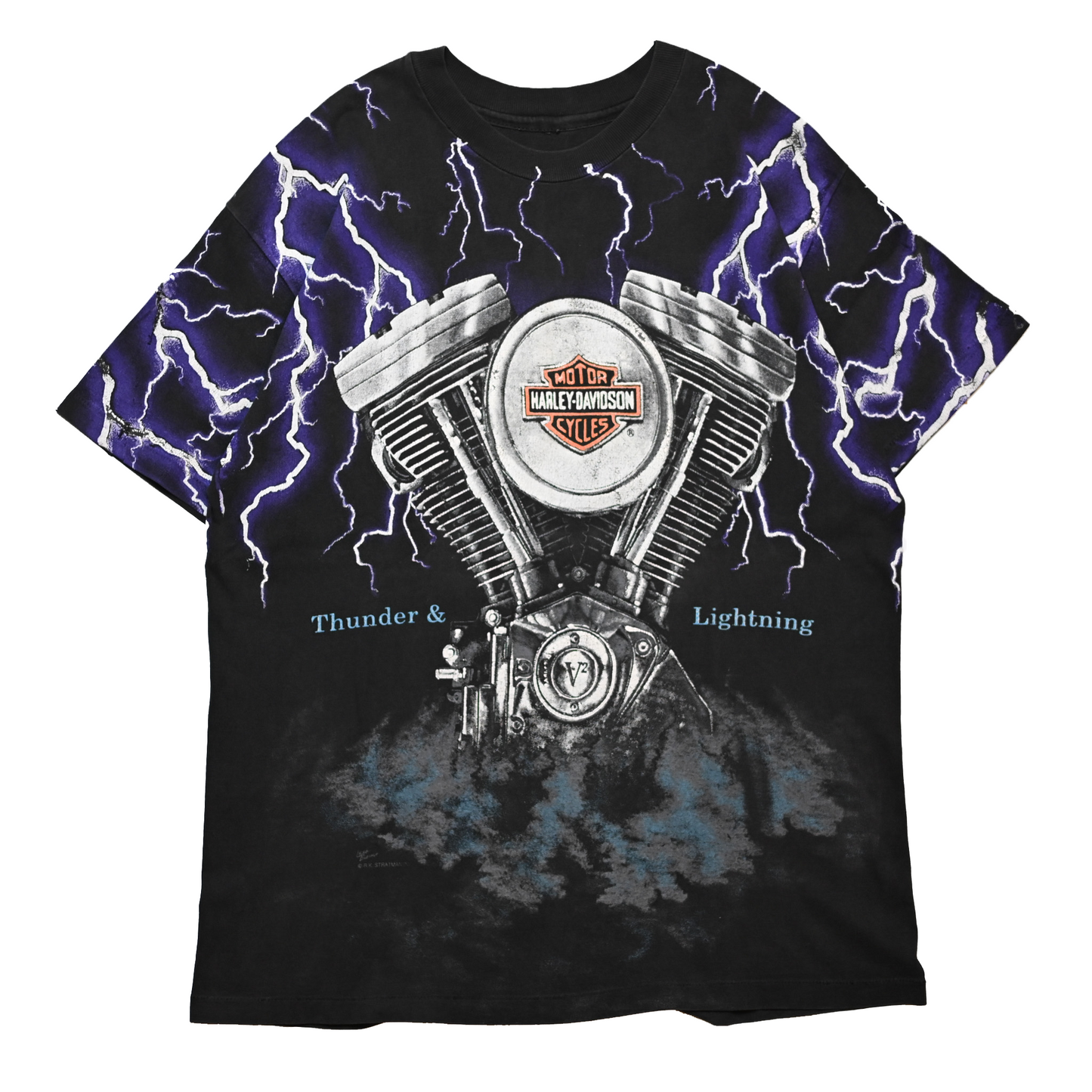 HARLEY DAVIDSON Thunder & Lightning CUT TAG L-XL (k_042)