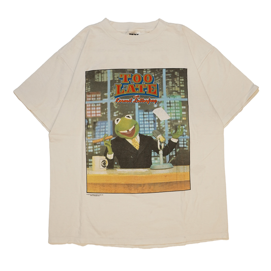KERMIT TOO LATE PARODY TULTEX WHITE XL (k_0611)
