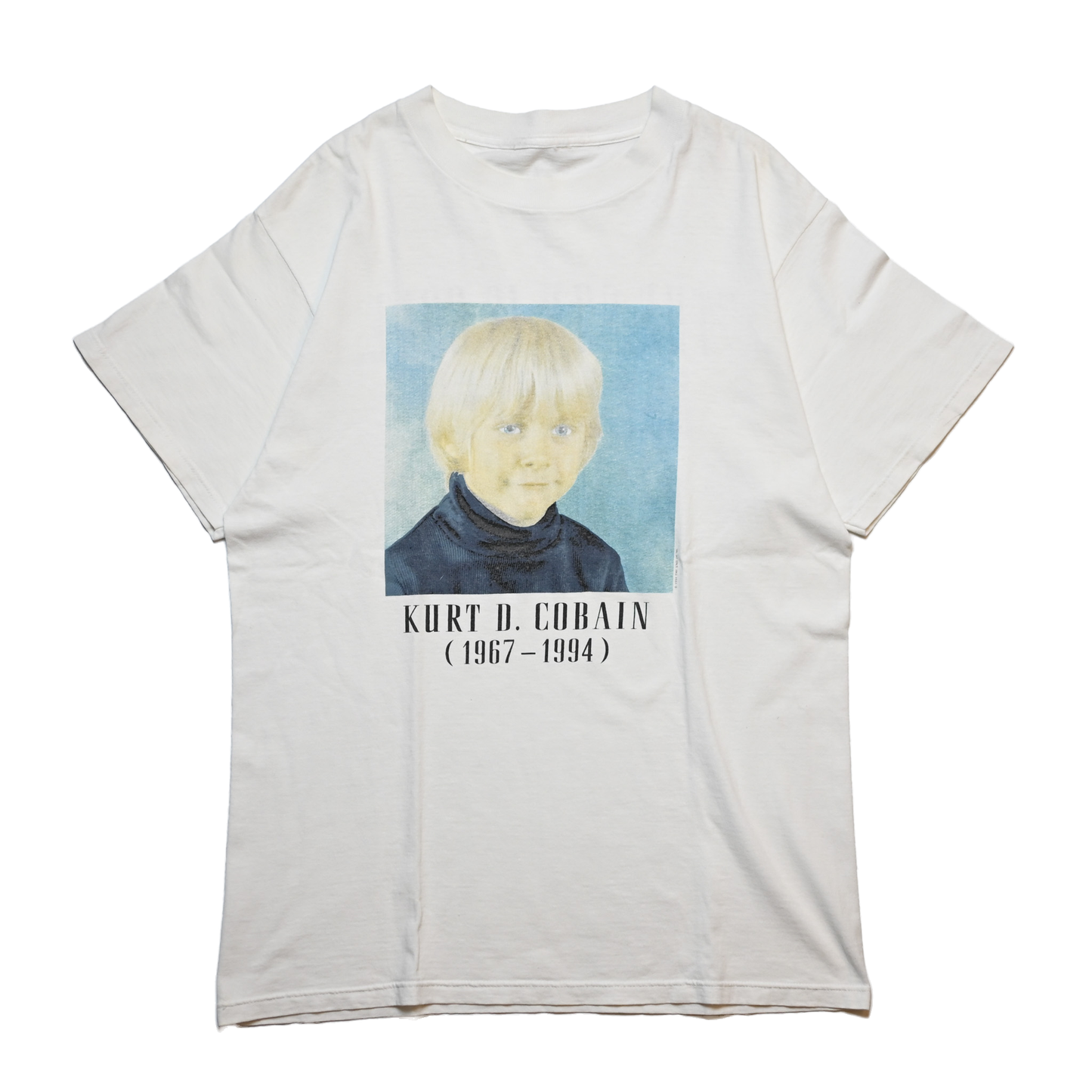 NIRVANA KURT COBAIN MEMORIAL CHILD WHITE CUT TAG L-XL (o_1203)